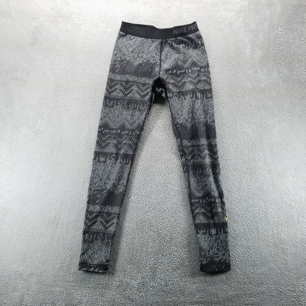 Nike‎ Pro Leggings Womens M Black Full Length Mid Rise Athletic Running Gym